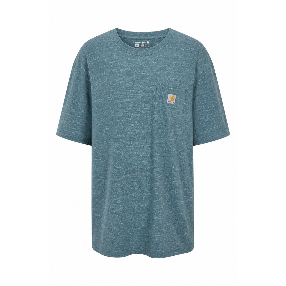 Carhartt K87 Mens 2XL Loose Fit Heavyweight Pocket T-Shirt Heather Blue Green